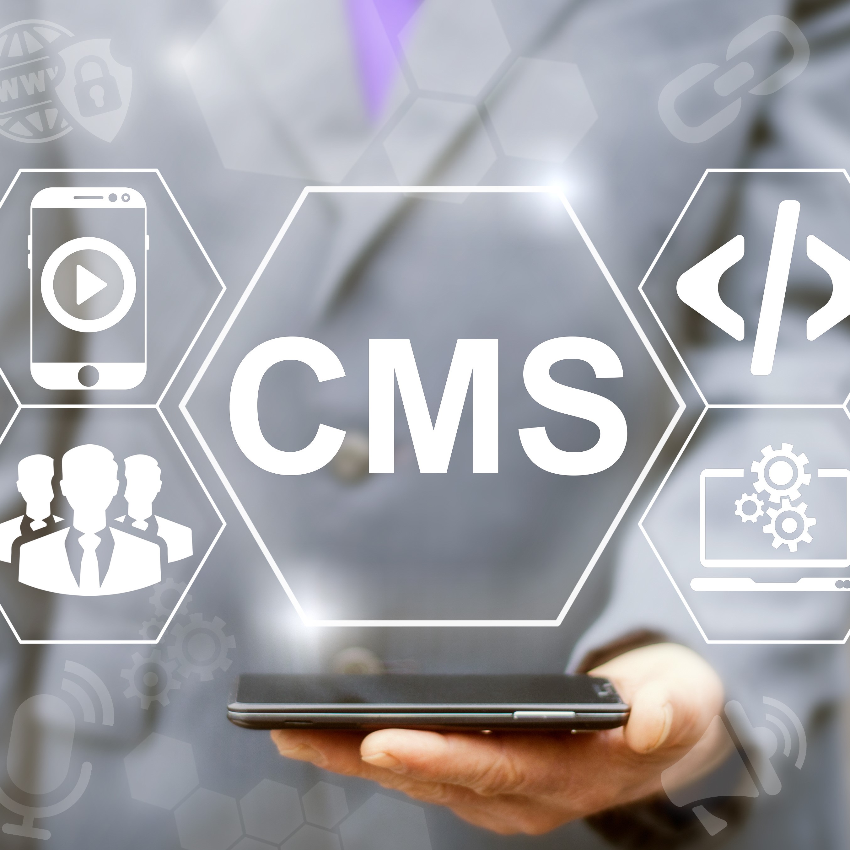 CMS business web computer website administration concept. Conten ...